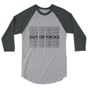 Out of F#cks (Black) / Unisex 3/4 Sleeve Raglan Shirt